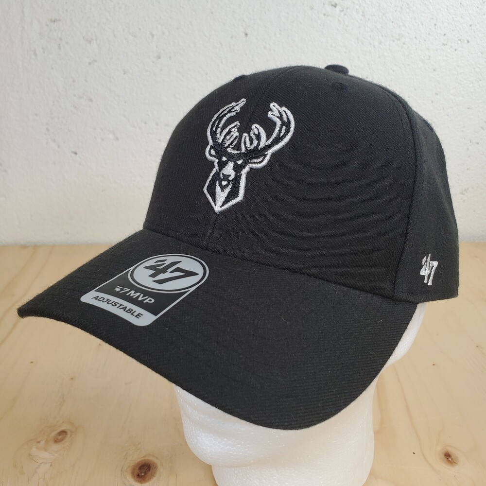 Milwaukee Bucks Cap '47 Brand MVP Black Adjustable Wool Hat NBA Basketball OSFA